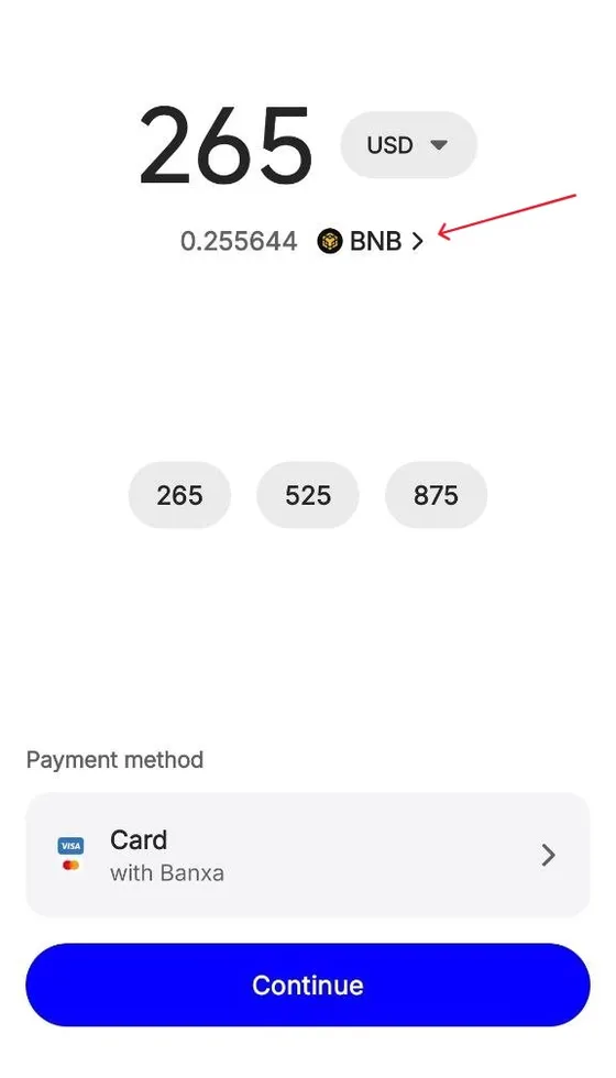 Choosing the amount and the coin